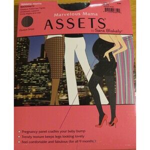 Assets By Spanx Marvelous Mama Maternity Terrific Tights Black Striped Size 1